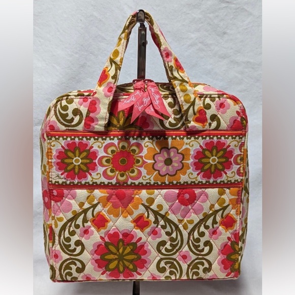 Vera Bradley Handbags - Vera Bradley Pink Floral Quilted Folkloric Pink Tech Organizer Toiletry Bag Tote